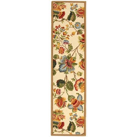 Safavieh 2 ft. - 6 in. x 10 ft. Runner- Country and Floral Chelsea Ivory Hand Hooked Rug HK331A-210